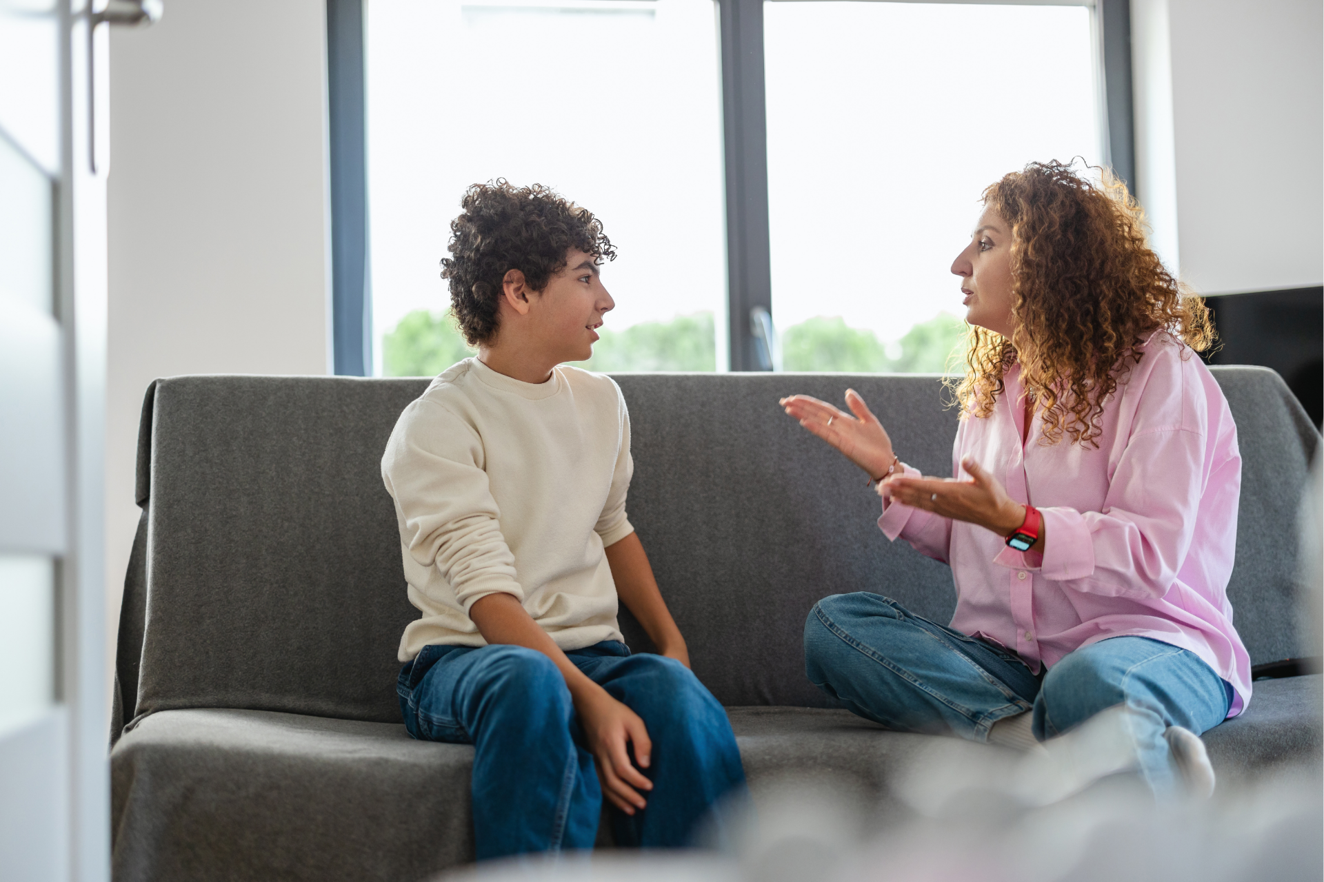 Mum Expressively Talking to Teen Son