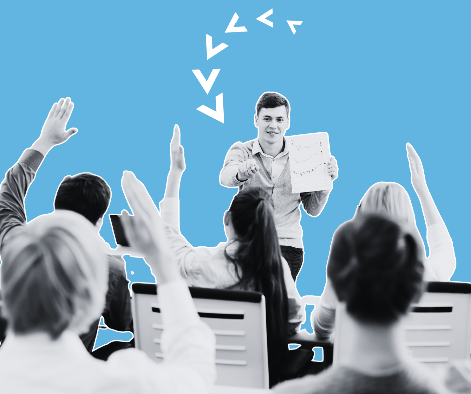 Teacher Pointing at Class