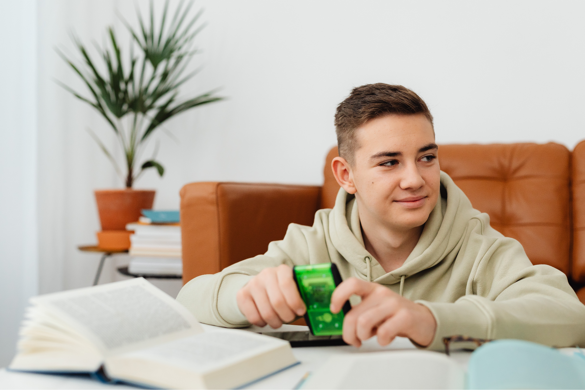 Teen boy with book