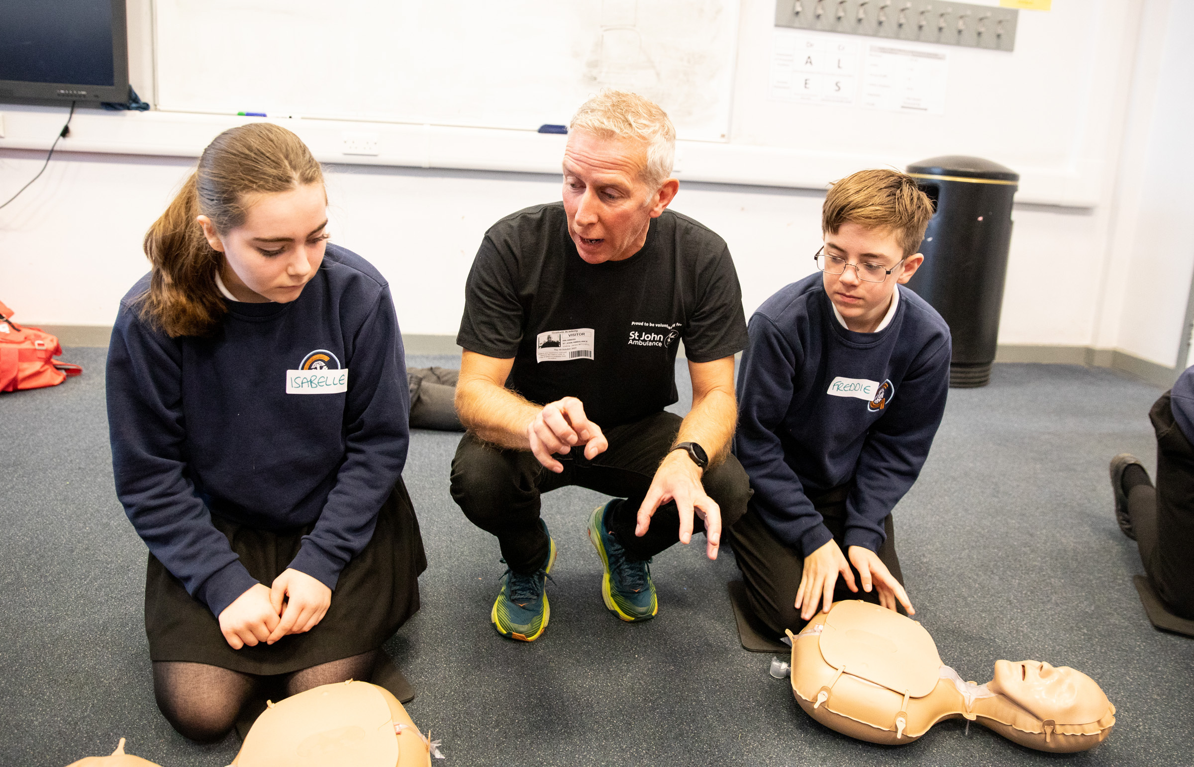 Young Responders learning CPR